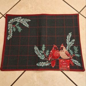 Holiday Cardinal Holly Placemats x 6 NWT